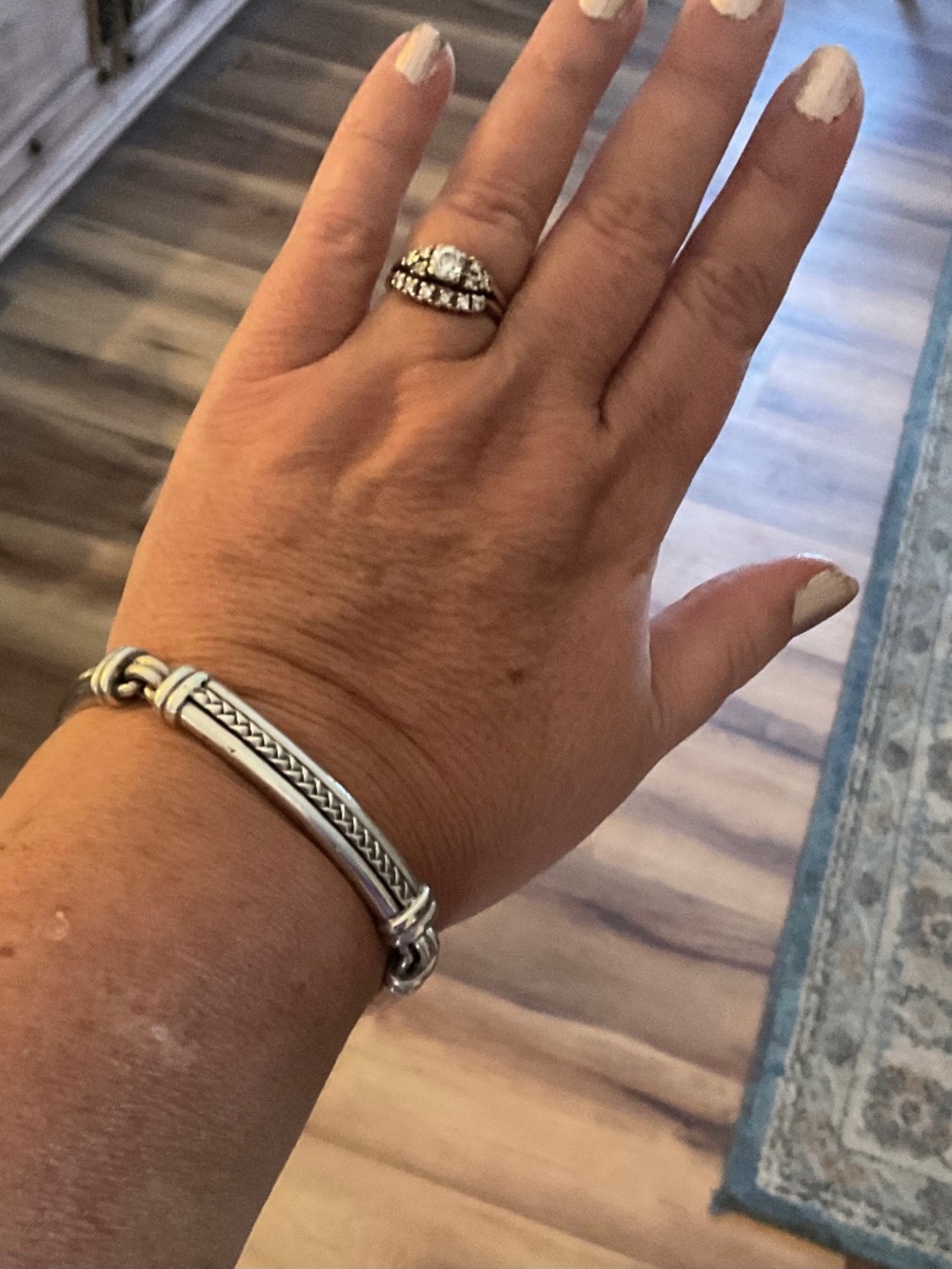 Scott Kay Sterling Silver Bracelet 925 Chain Link Vintage Weave Sectional 3 Bar